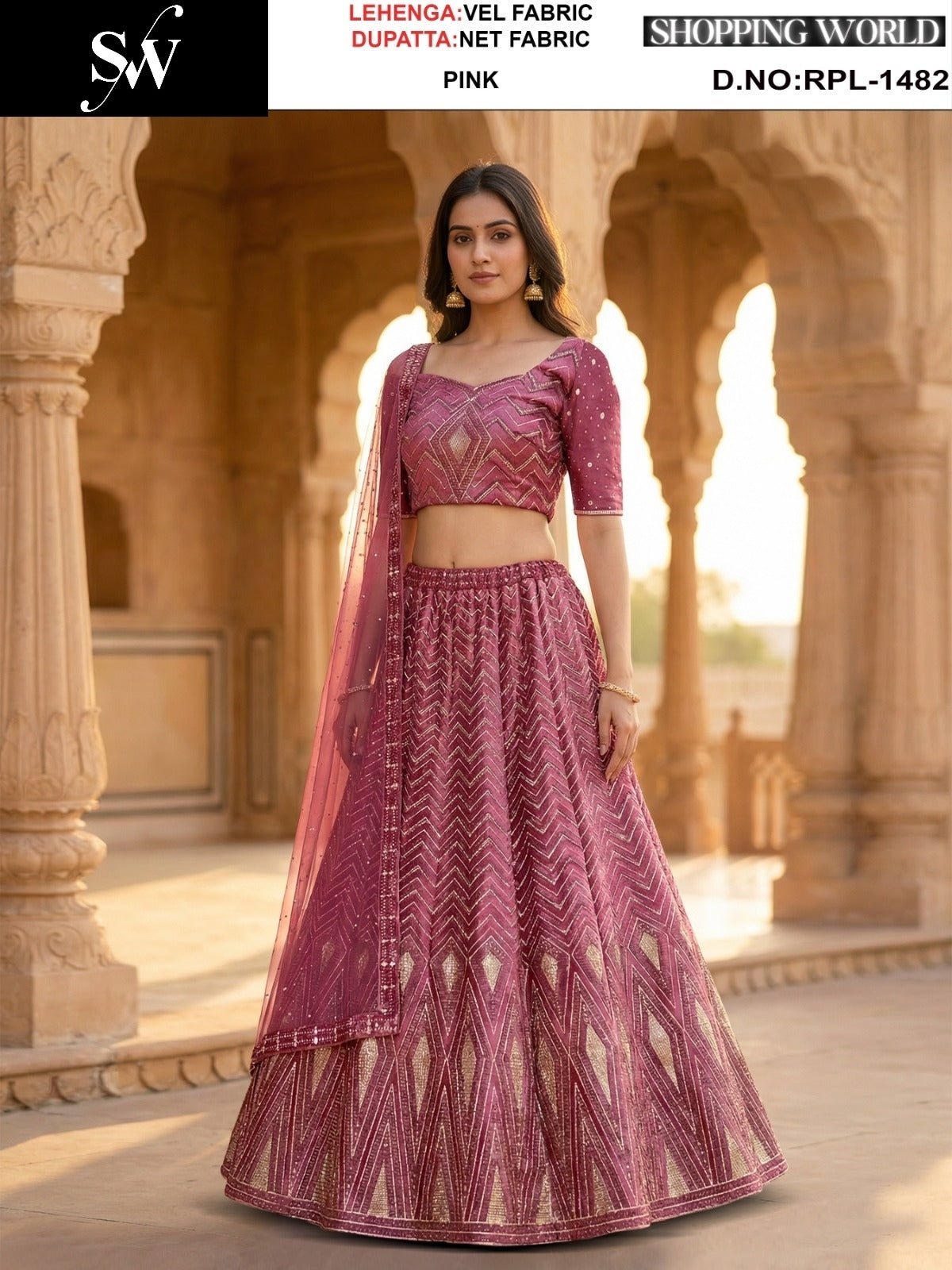Pink Velvet Lehenga