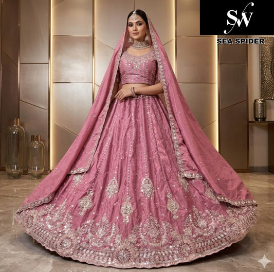 Pista green Sky Blue Lavender Onion pink mehendi green Pink Lehenga