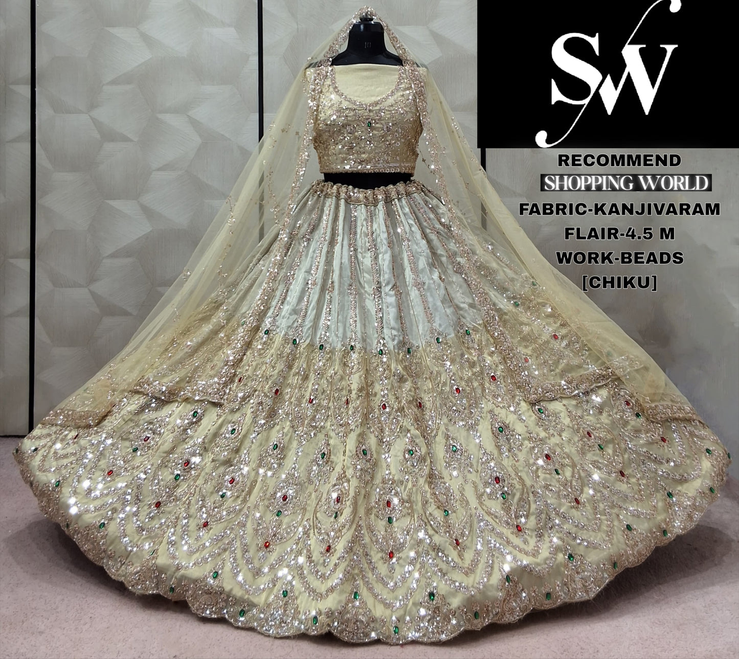 Chiku Golden Kanjivaram Lehenga