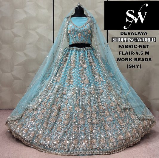 Sky Blue Net Lehenga