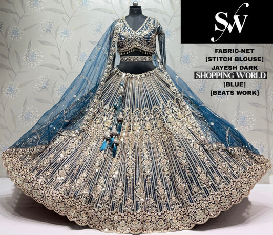 Blue Net Lehenga