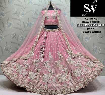 Pink Net Lehenga