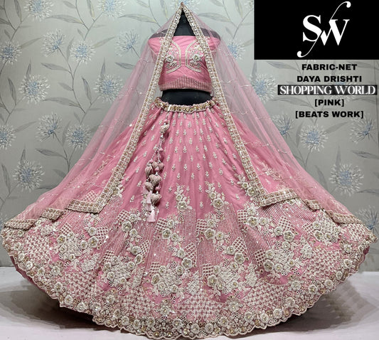 Pink Net Lehenga