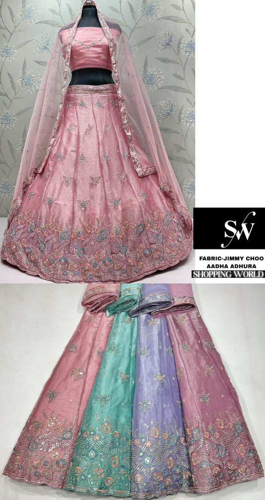 Pink Green Lavender Jimmy Choo Lehenga