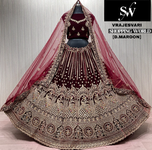 Light maroon Bridal Lehenga