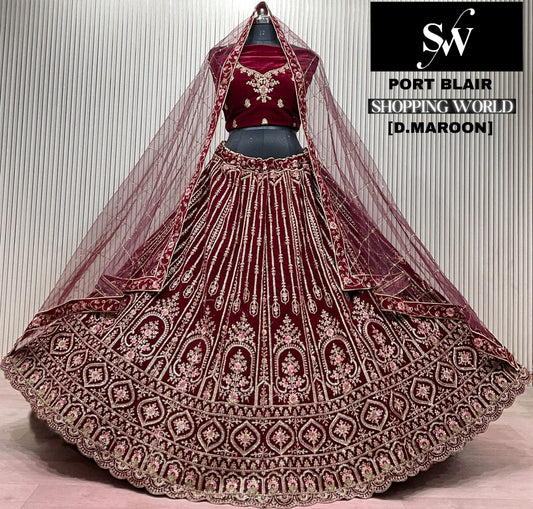 Dark Maroon Bridal Lehenga