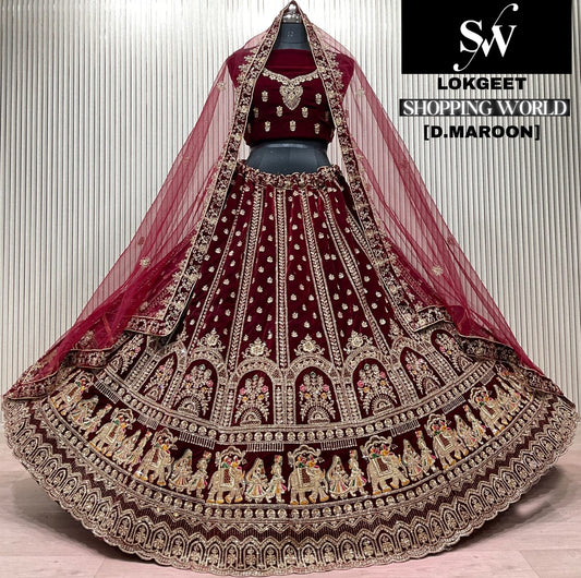 Dark Maroon Doli Barat Bridal Lehenga