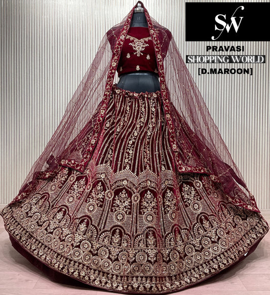 Dark maroon Bridal Lehenga