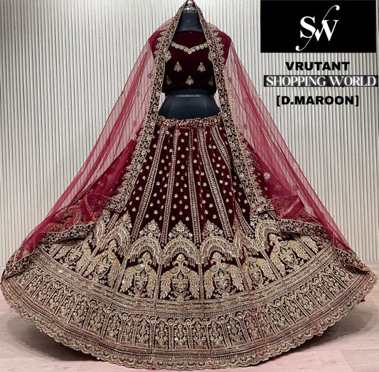 Dark maroon Bridal Lehenga