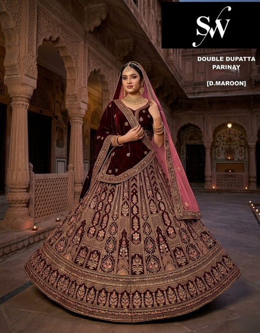 Dark Maroon Bridal Lehenga