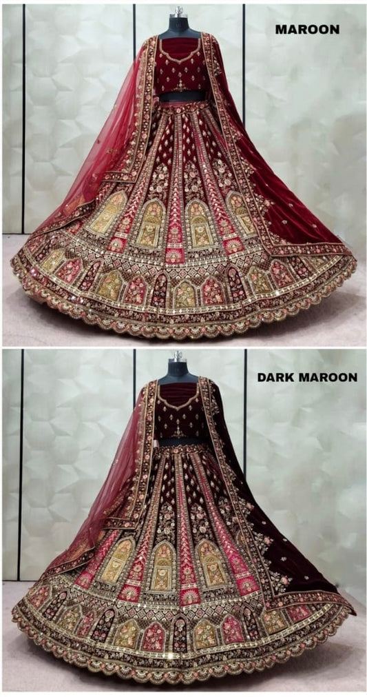 Maroon Dark Maroon Bridal Lehenga