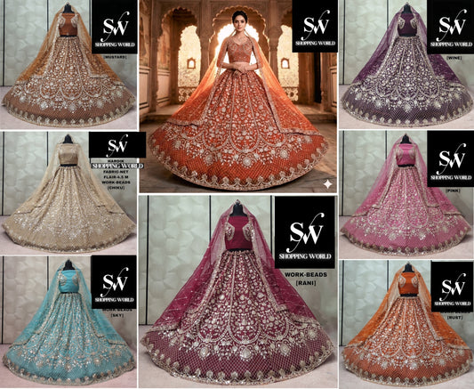 Mustard Chiku Golden Wine Sky blue Rani pink Pink Rust orange wine Lehenga