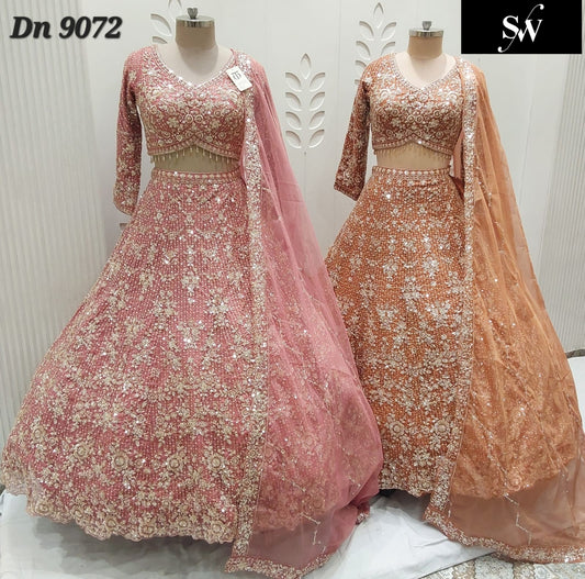 Peach pink Crop Top Lehenga