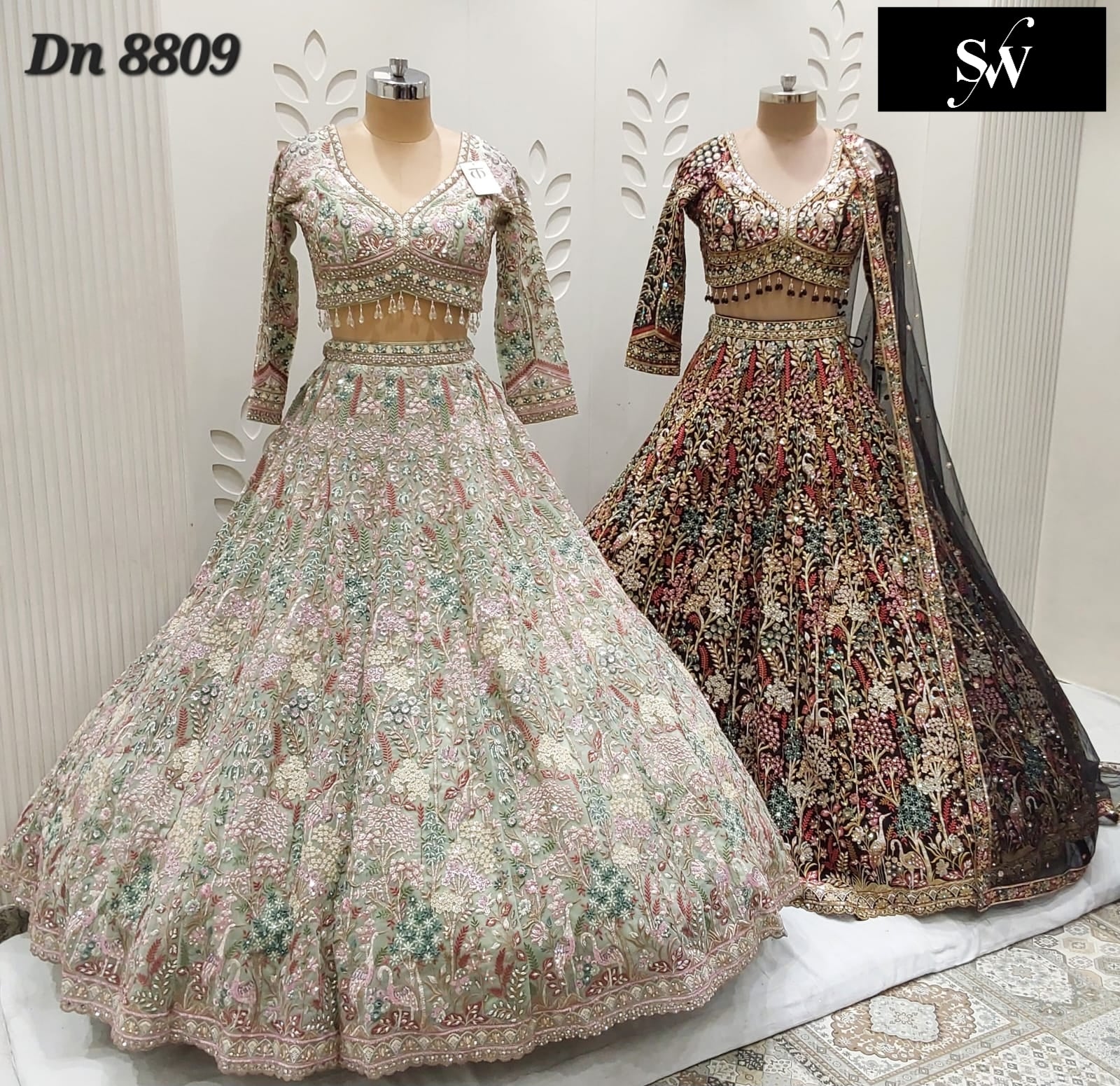 White black Crop Top Lehenga - Shopping World