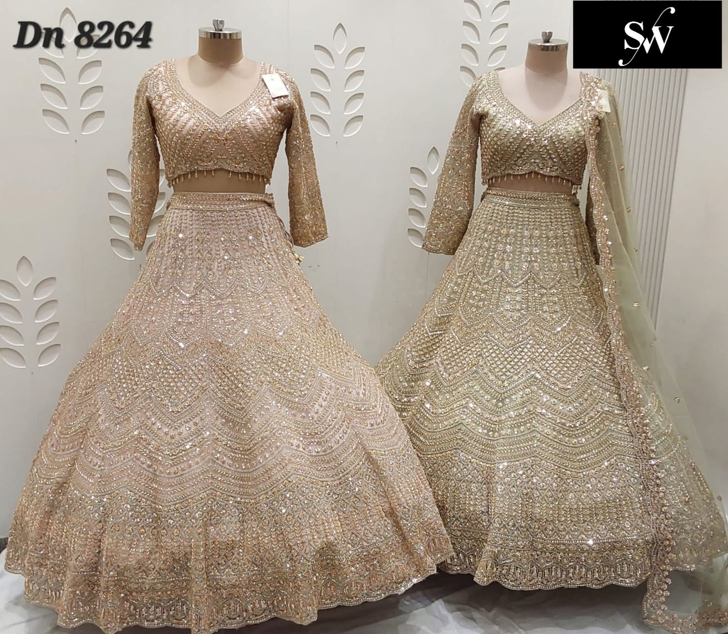 Chiku golden pista green Crop Top Lehenga - Shopping World