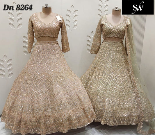 Chiku golden pista green Crop Top Lehenga