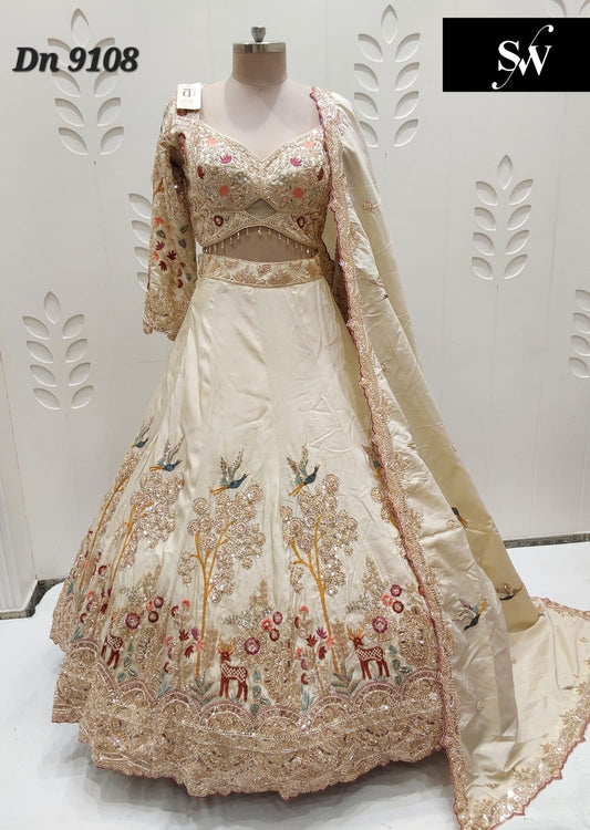 White Crop Top Lehenga