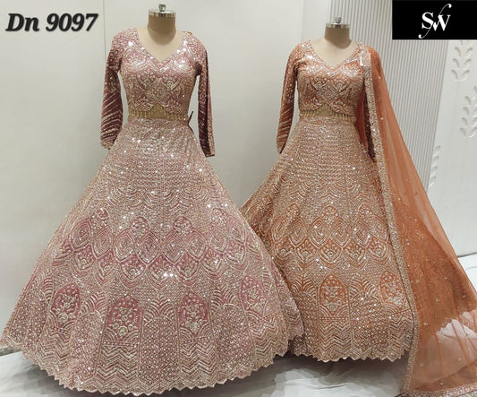 Baby Pink peach Crop Top Lehenga