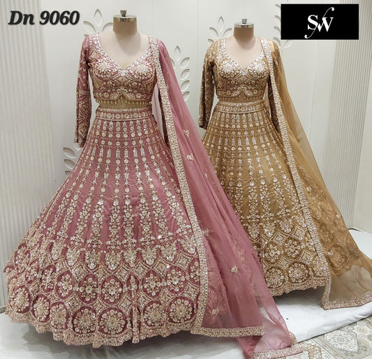 Baby Pink peach Crop Top Lehenga