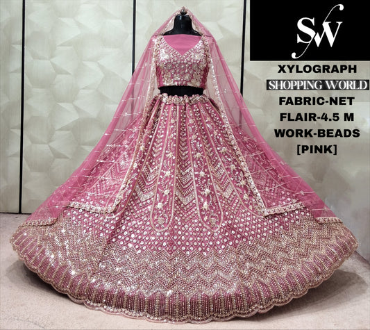 Pink Net Lehenga