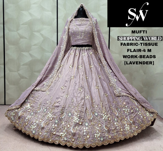 Lavender Kanjivaram Tissue Lehenga