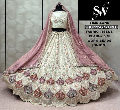 Peach Tissue Lehenga