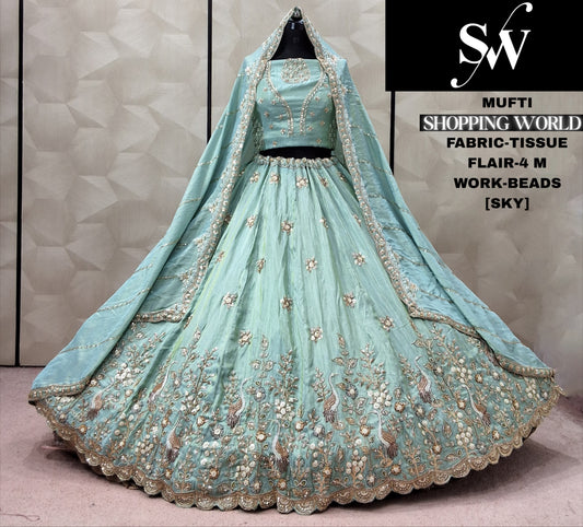 White Kanjivaram Tissue Lehenga