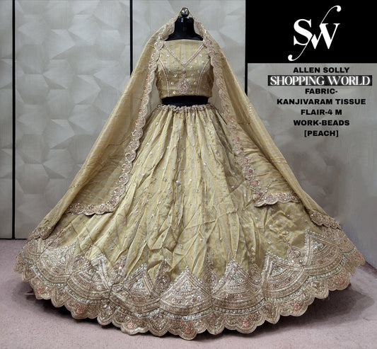 Pink Kanjivaram Tissue Lehenga