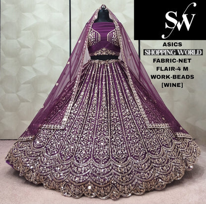 Maroon Net Lehenga