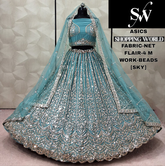 Sky Blue Net Lehenga