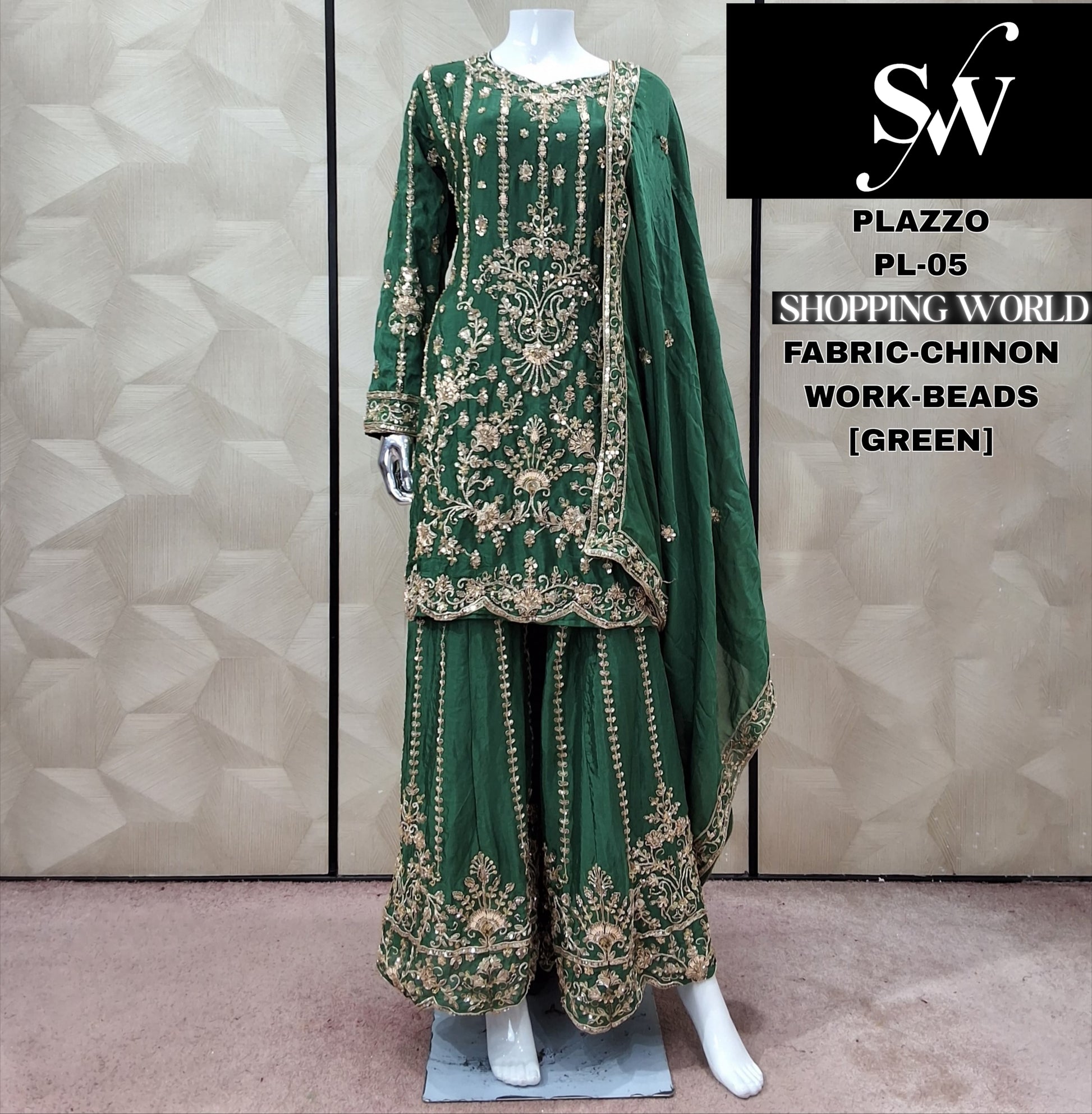 Rama Green Chinon Plazo Suit - Shopping World