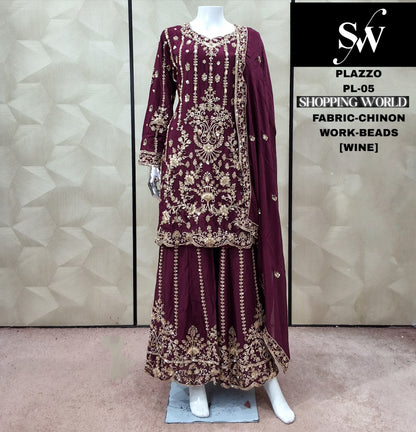 Rama Green Chinon Plazo Suit - Shopping World