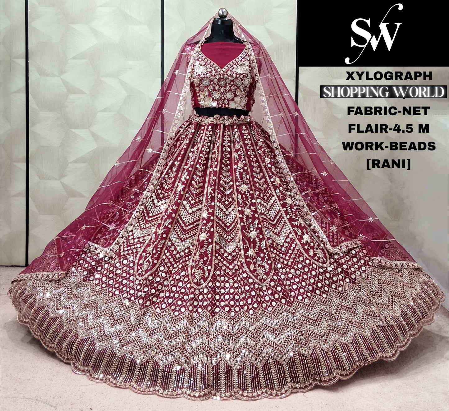 Rust orange Net Lehenga