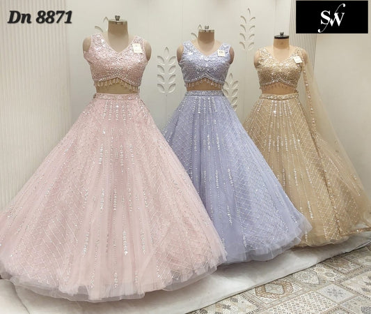 Pink Lavender Chiku Golden Crop Top Lehenga