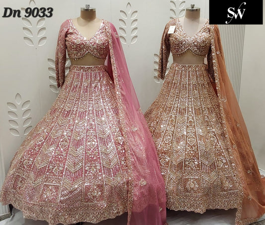 Pink Brown Crop Top Lehenga