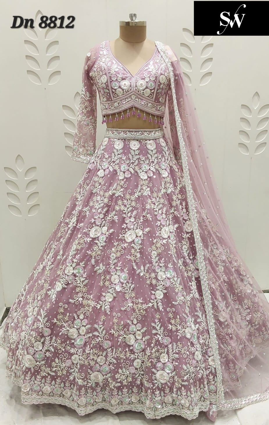 Baby pink Crop Top Lehenga