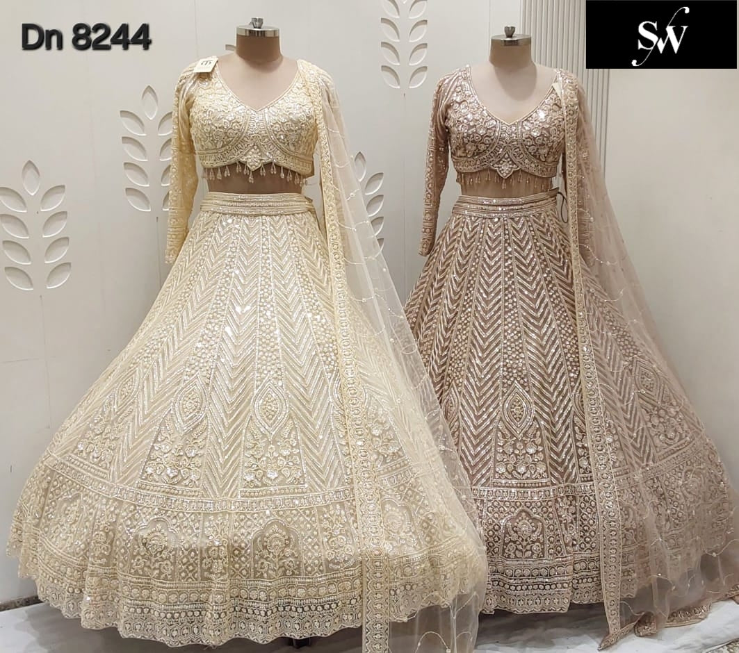 Chiku Golden Brown Crop Top Lehenga