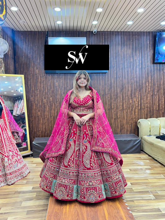 Rani pink peacock Ball Bridal Lehenga