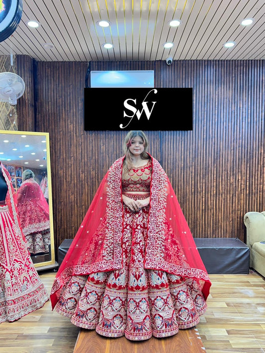 Red peacock Ball Bridal Lehenga