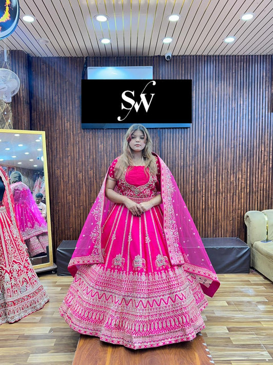 Rani pink Heavy Bridal Lehenga ( Happy Customer )