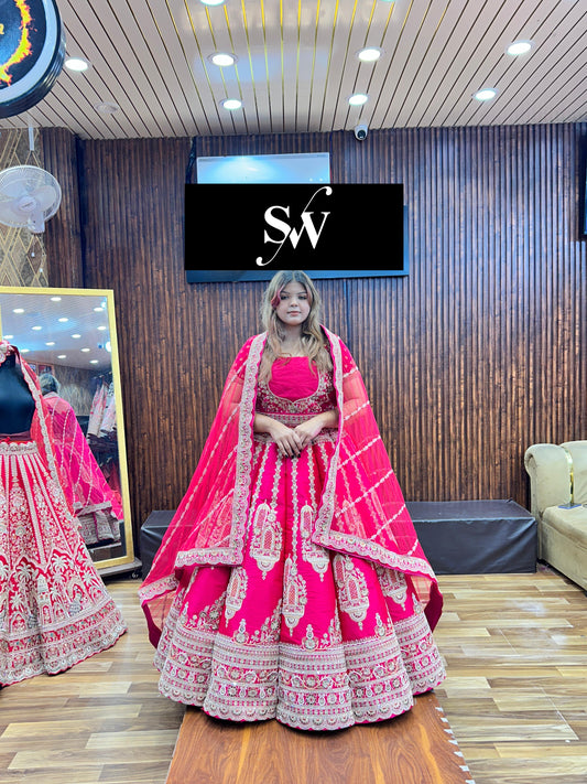 Rani pink Ball Bridal Lehenga