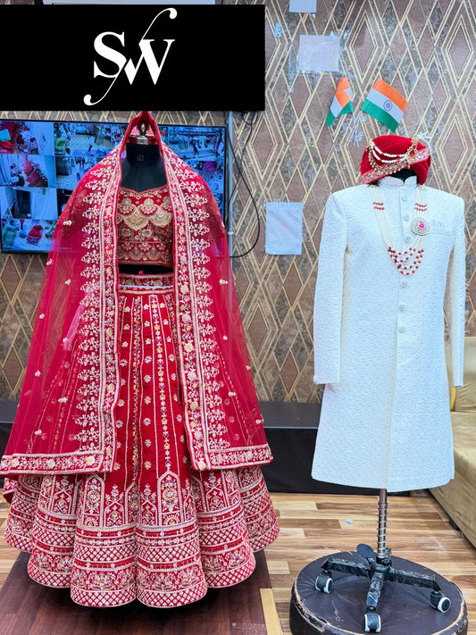 Red Ball Bridal Lehenga Sherwani