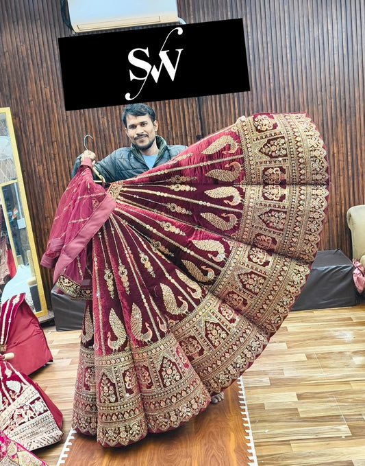 Maroon Peacock Ball Bridal Lehenga