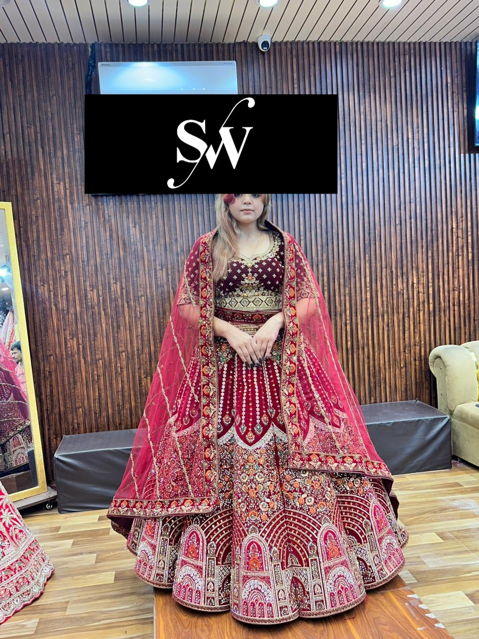 Maroon Heavy Jhumka Ball Bridal Lehenga ( Happy Customer )