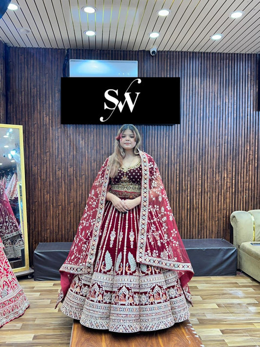 Maroon Peacock Ball Bridal Lehenga (Happy Customer)