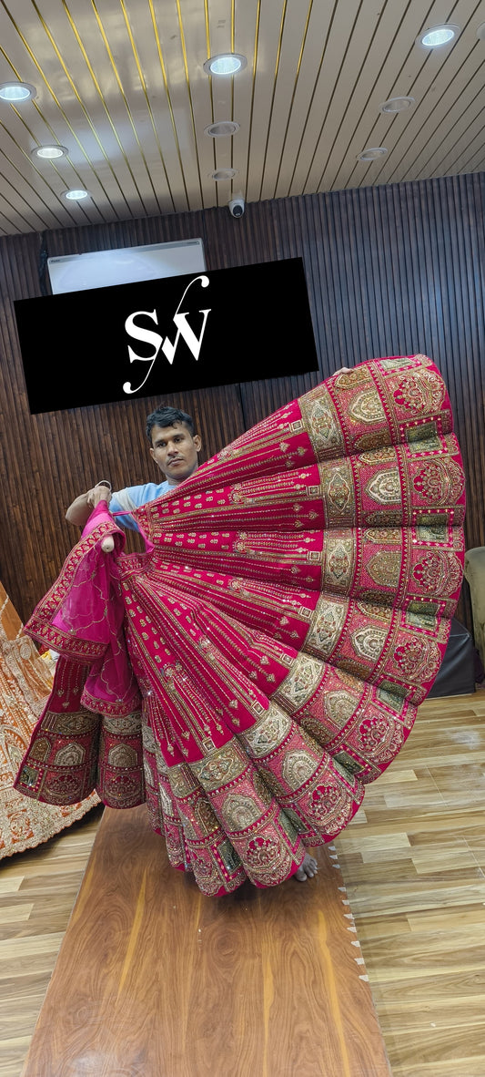 Rani pink Ball Bridal Lehenga