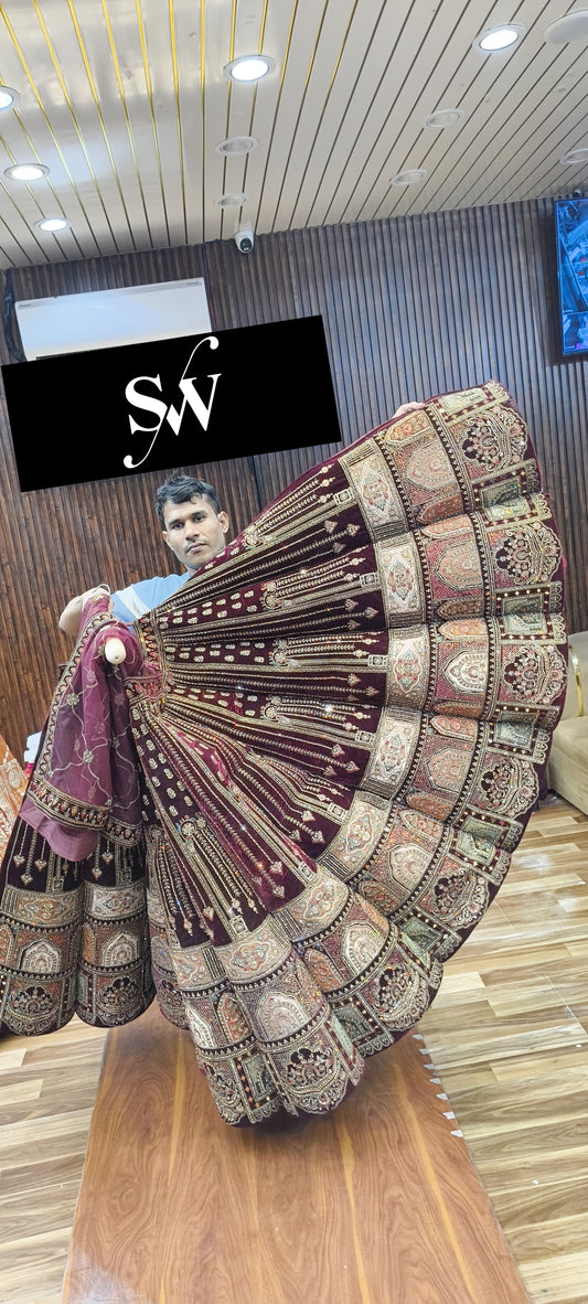 Maroon Ball Bridal Lehenga