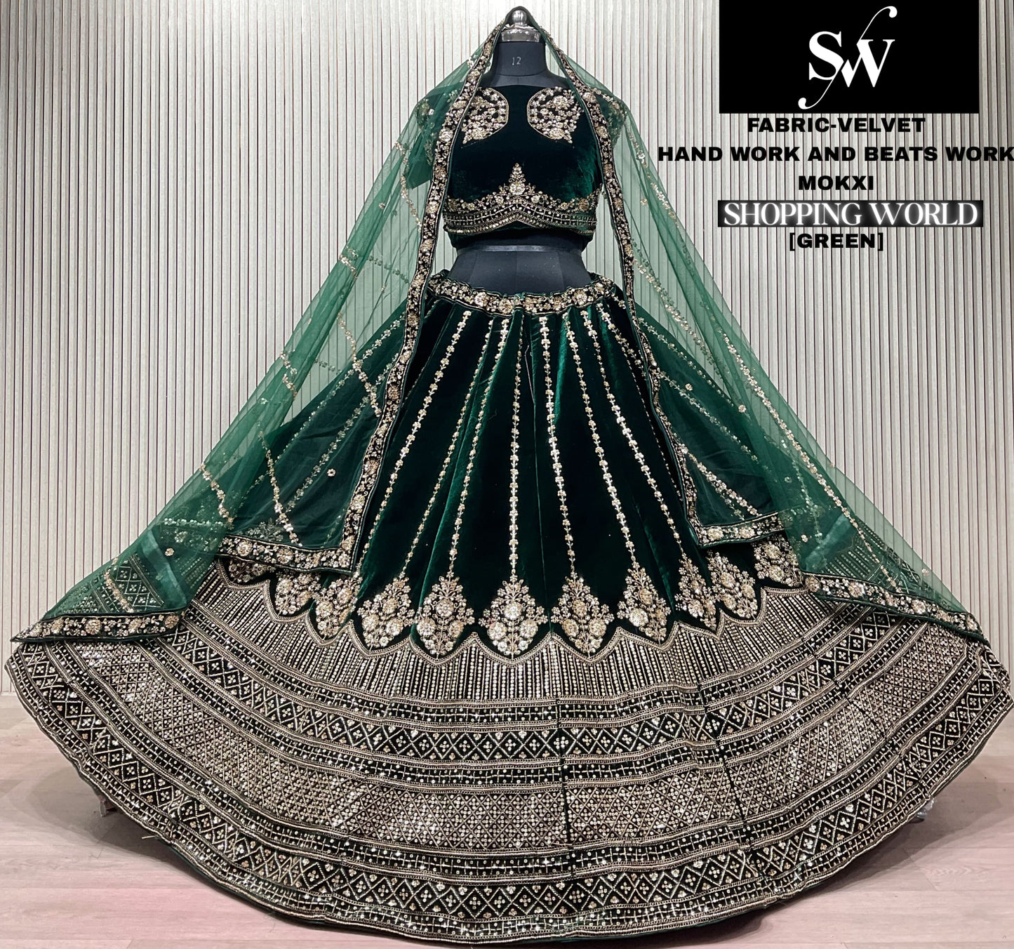 Wine Velvet Bridal Lehenga