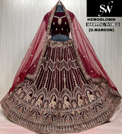 Dark Maroon Bridal Lehenga