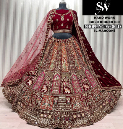 Light Maroon Peacock Bridal Lehenga - Shopping World